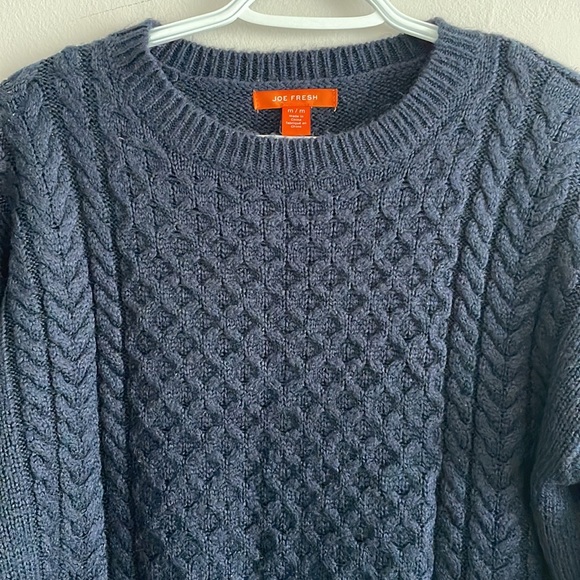 Midnight blue cable knit long sleeve oversized sweater - Picture 3 of 10